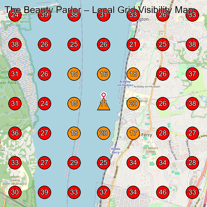 The Beauty Parlor GeoGrid visibility map for Karate School in Dobbs Ferry